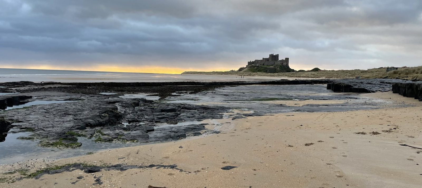 Bamburgh Castle at sunset